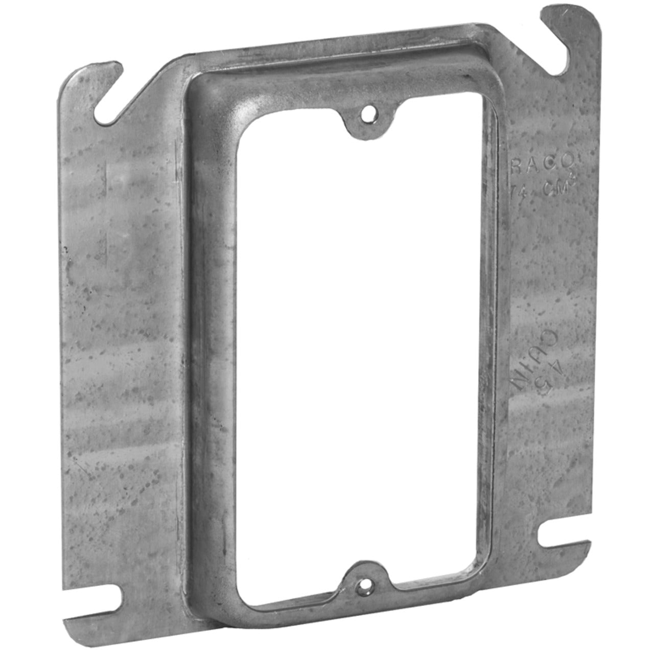 4" Square Mud Ring – 1-Device, 5/8" Raised, Drawn, Metallic (Hubbell-Raco)