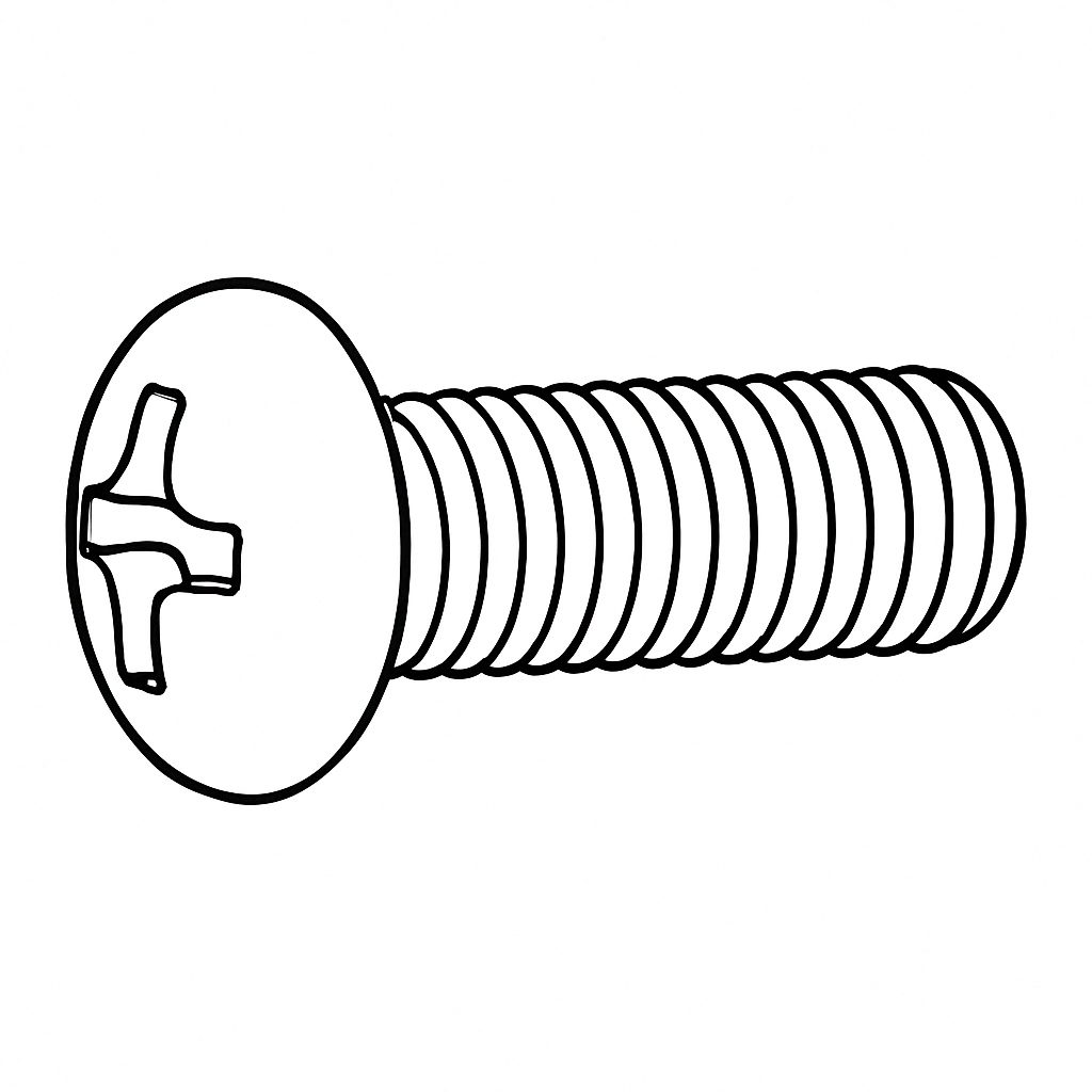 Machine Screw, Round Head / Phillips, 1/4" x 1/2" – Zinc Plated Steel