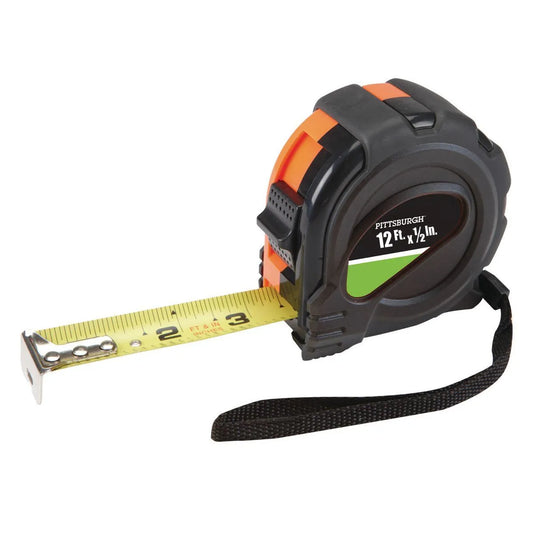 Pittsburgh 12ft x 1/2in Tape Measure – Compact & Durable